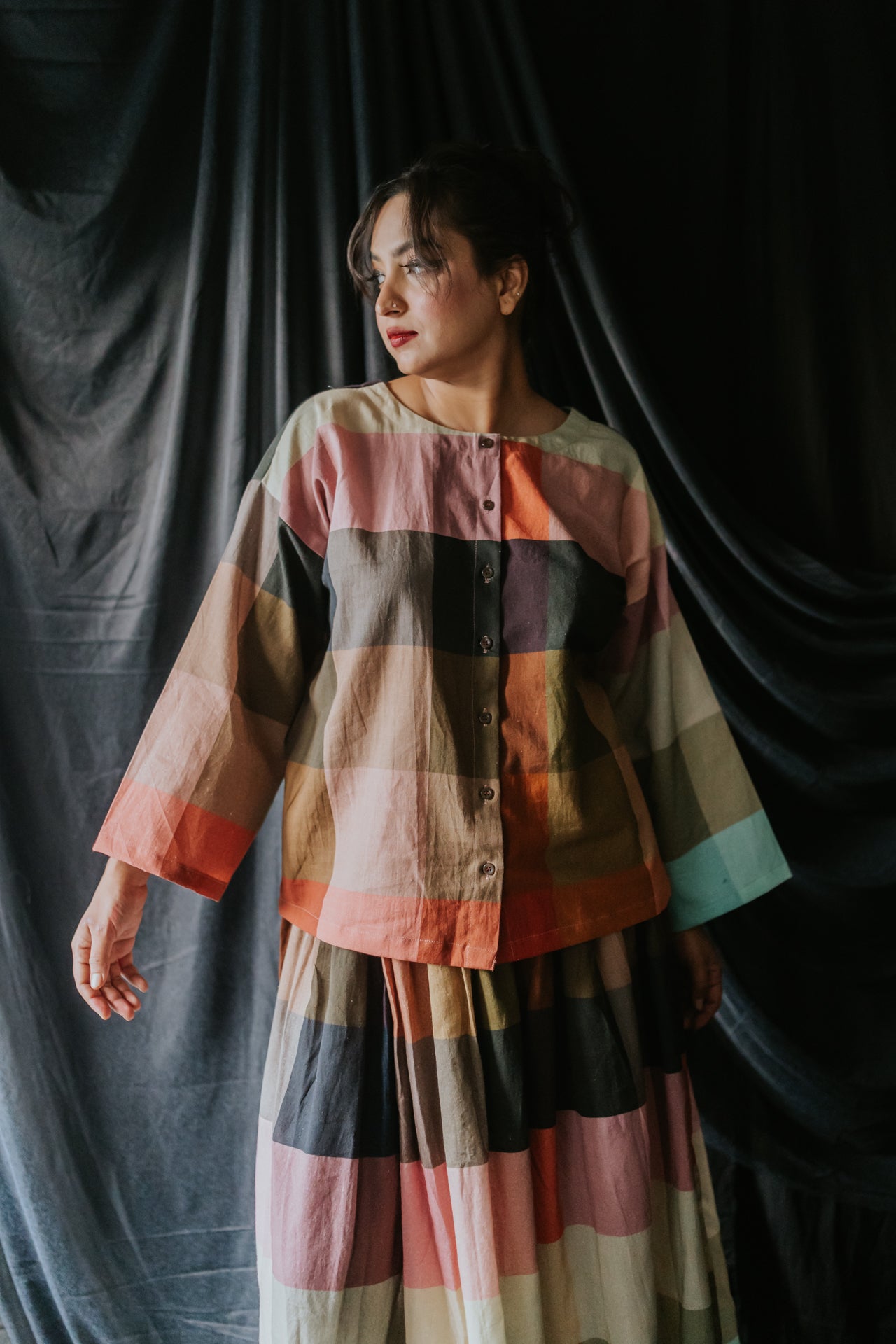 Multicolor Linen Check Shirt