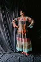 Multicolor Linen Check Skirt