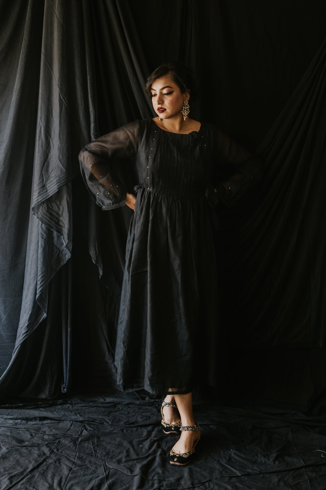 Black Chanderi Sitara Dress