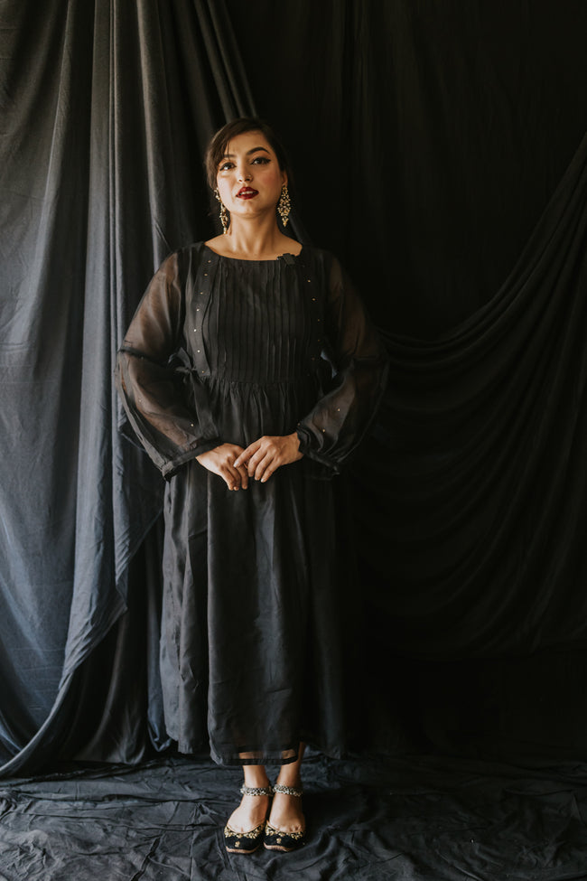 Black Chanderi Sitara Dress Main Image