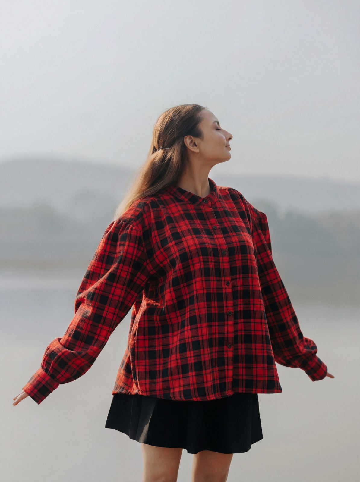 Mulberry Gathered Shoulder Wool Shirt