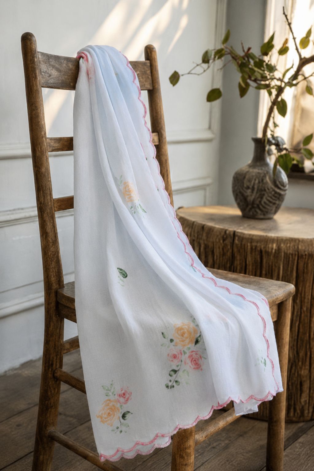 Rose Garden Flower Hand-painted Stole