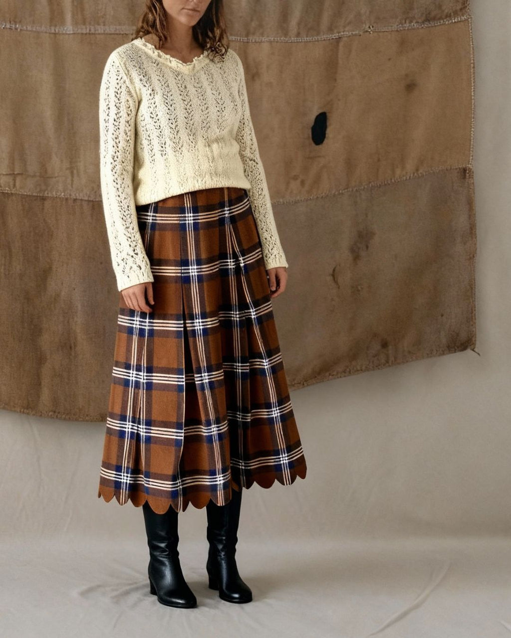 Heritage Plaid Wool Scallop Skirt