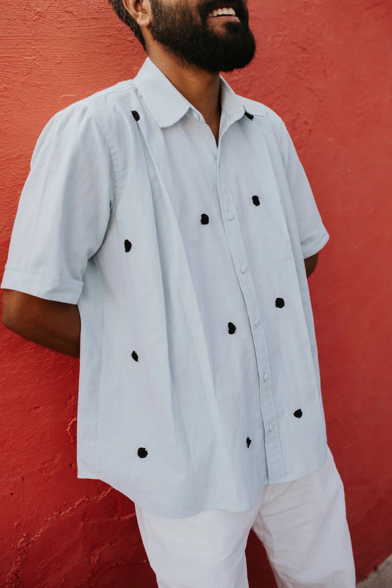 Black Knots on Blue Shirt