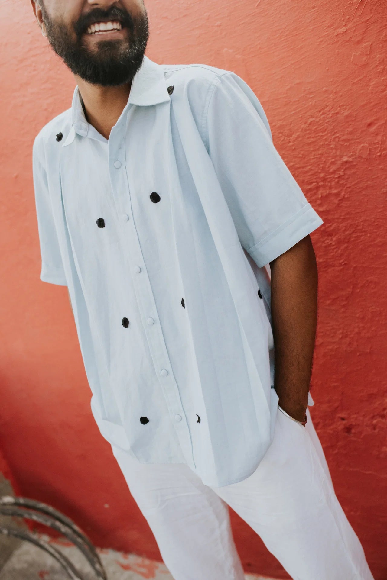 Black Knots on Blue Shirt