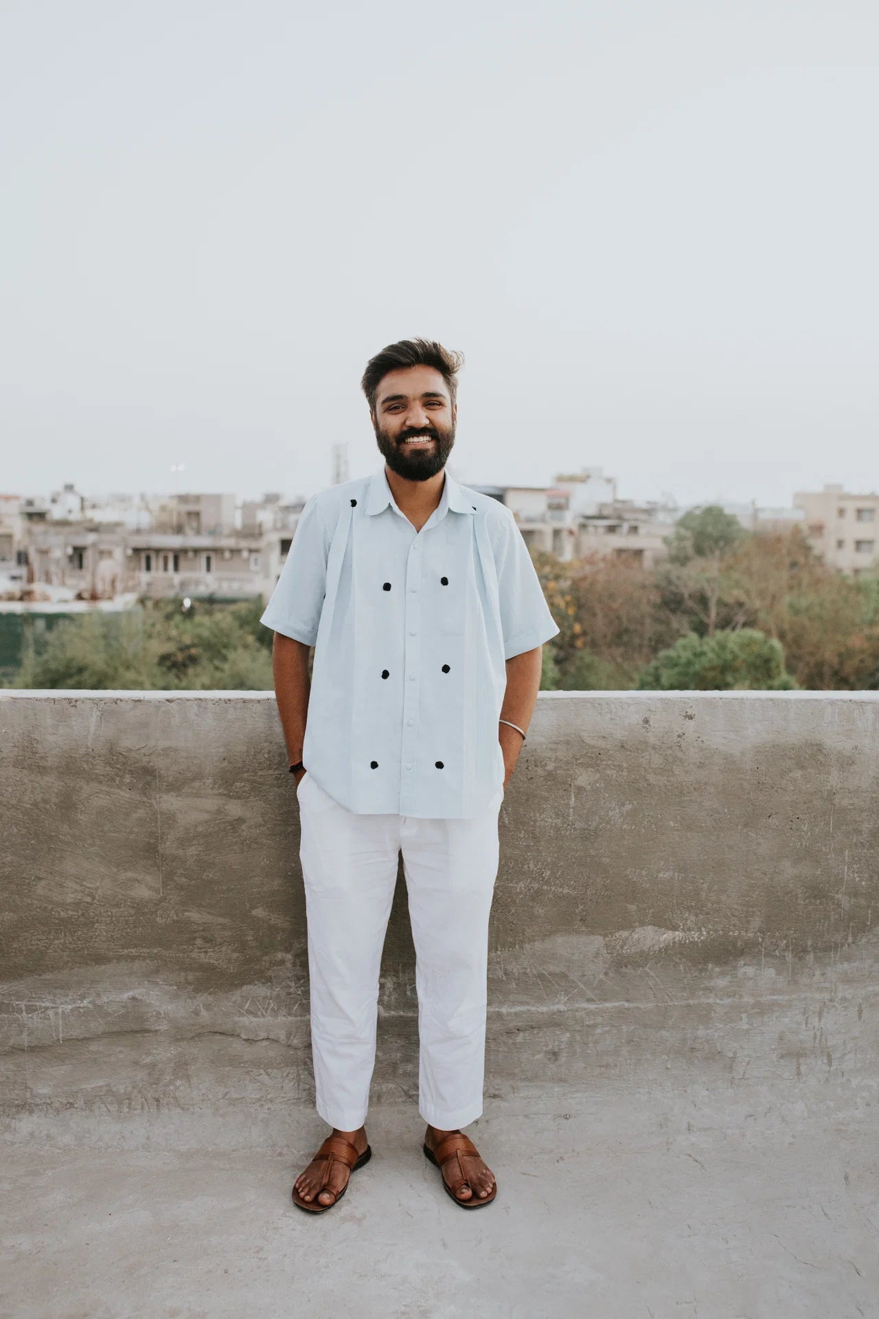 Black Knots on Blue Shirt