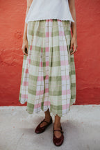Mint Meadow Check Scallop Skirt