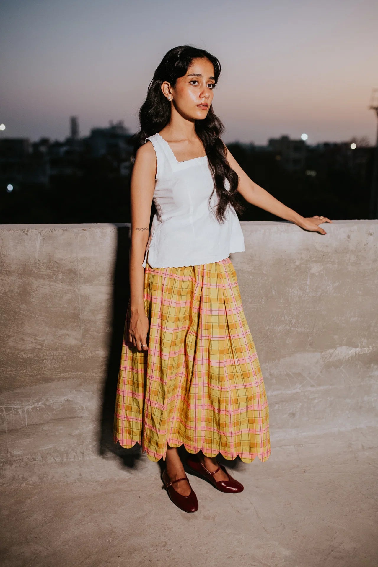 Meadow Plaid Scallop Skirt