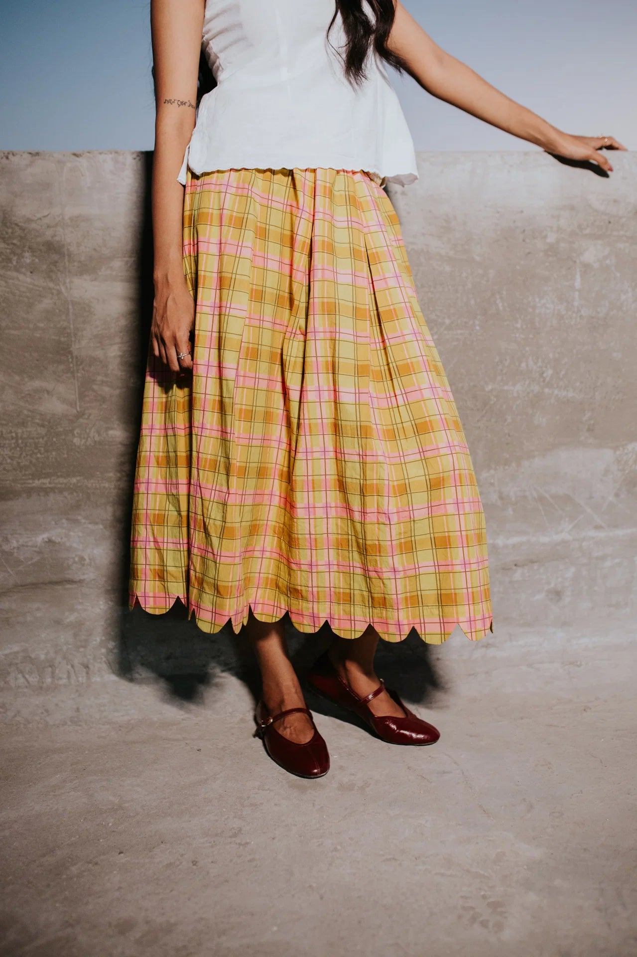 Meadow Plaid Scallop Skirt