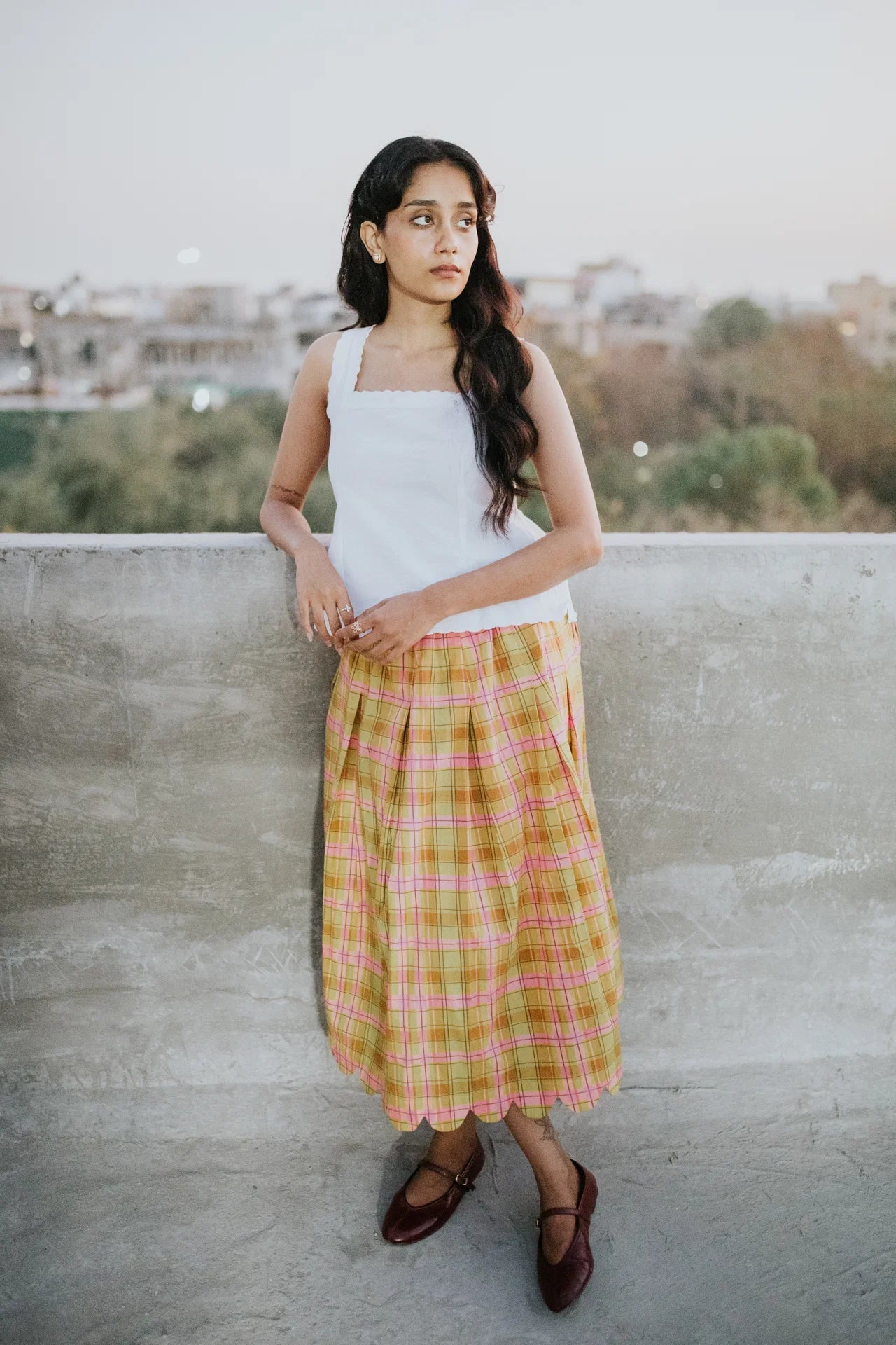 Meadow Plaid Scallop Skirt