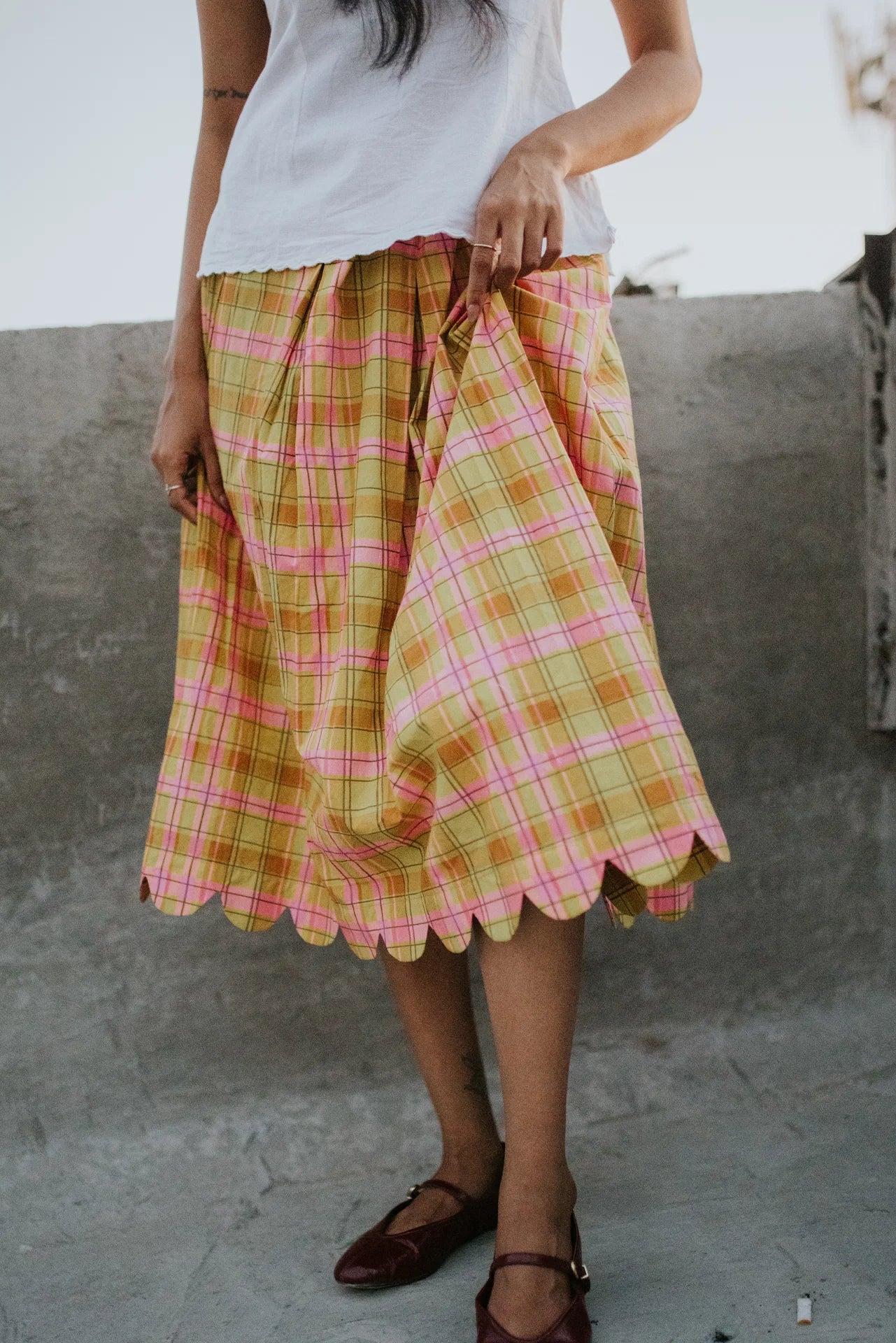 Meadow Plaid Scallop Skirt