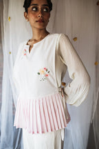 Blush Pleat Bloom Overlay Top [SALE]