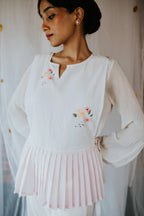 Blush Pleat Bloom Overlay Top [SALE]
