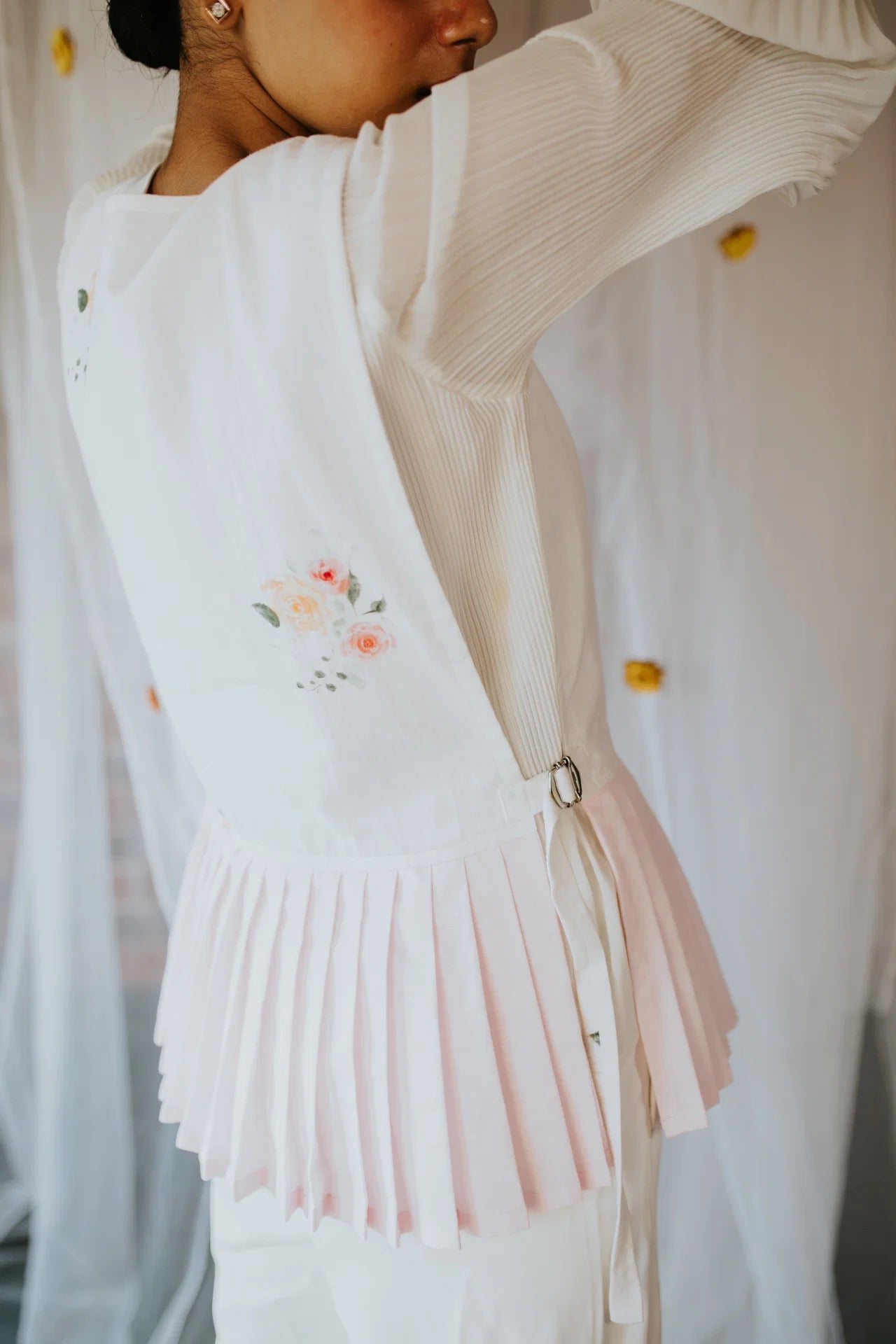 Blush Pleat Bloom Overlay Top