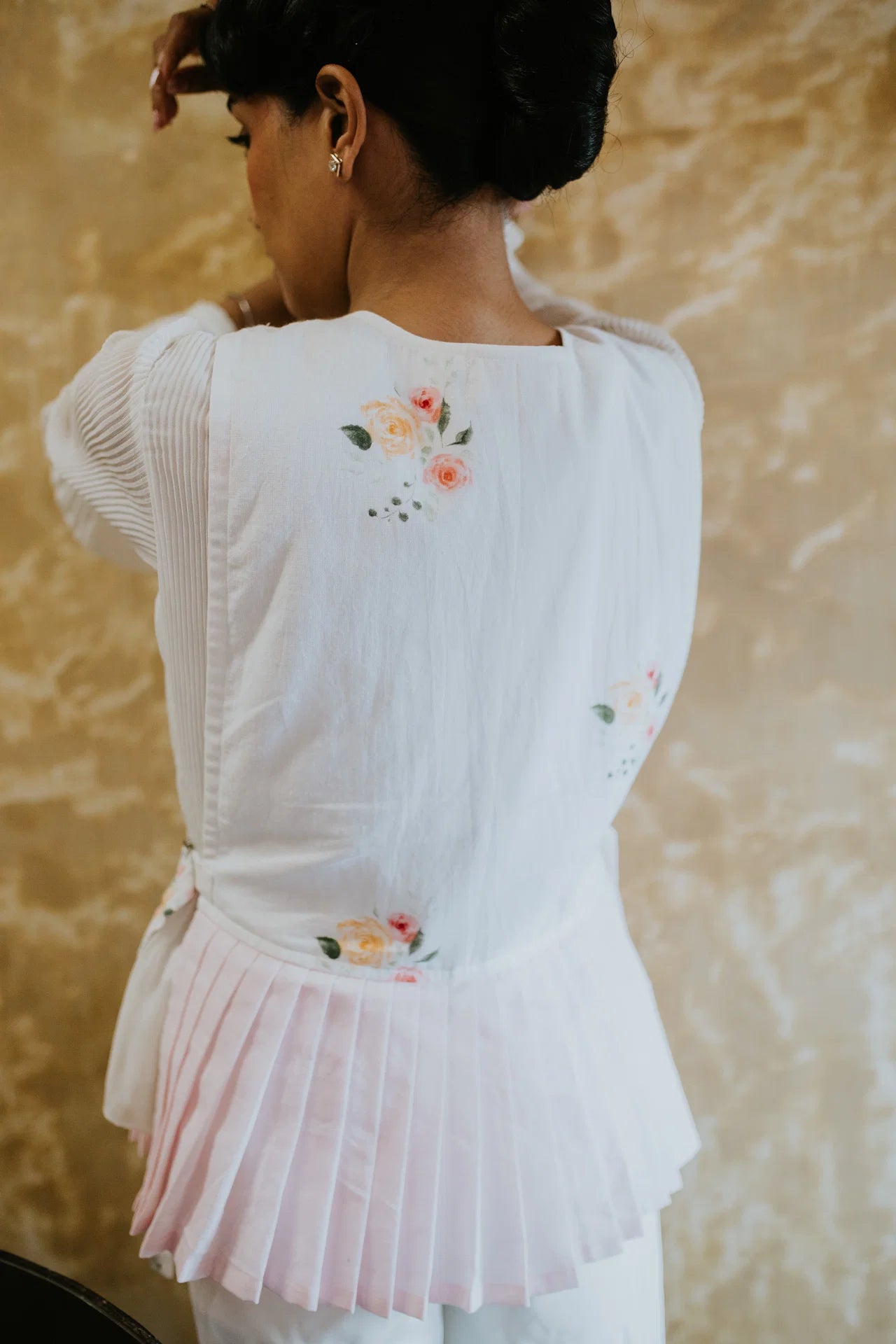 Blush Pleat Bloom Overlay Top