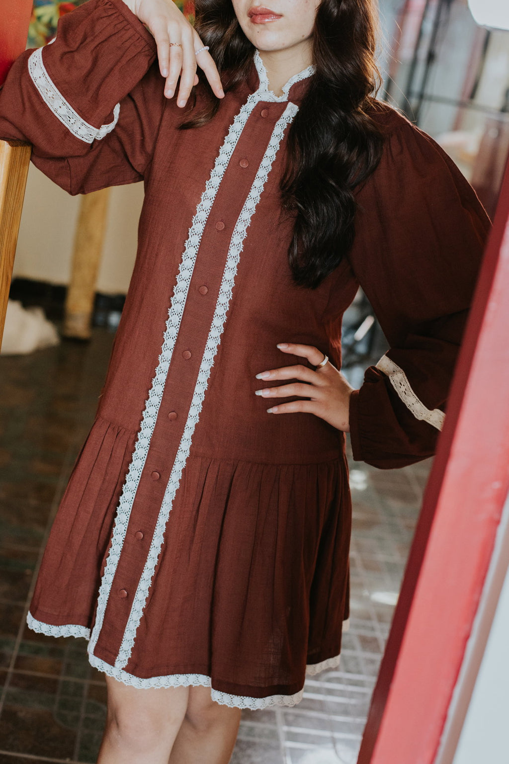 She Wore Wine & Lace Dress