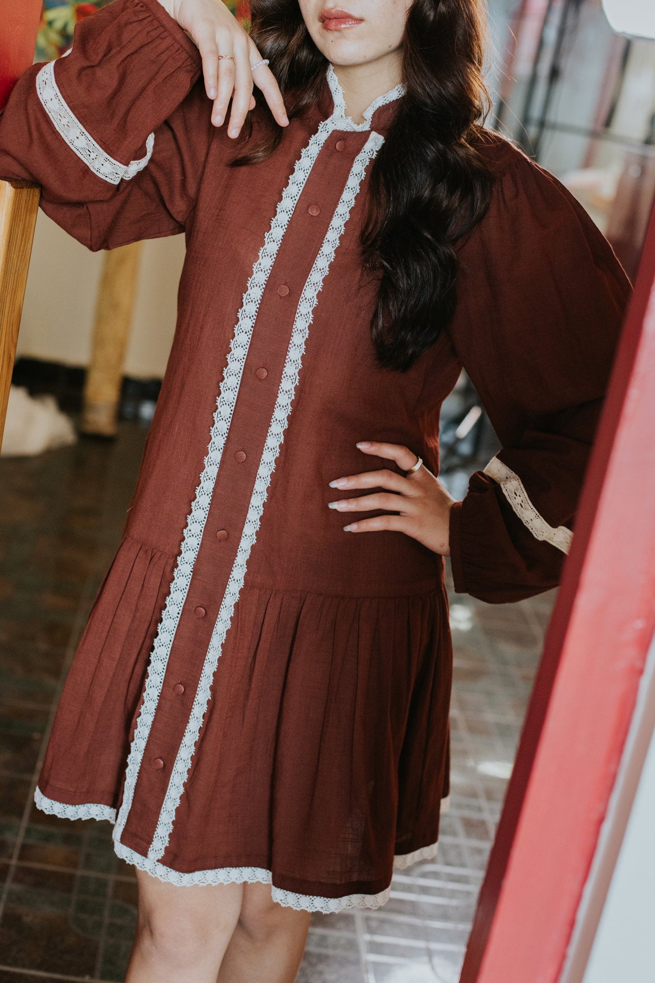 She Wore Wine & Lace Dress [SALE]