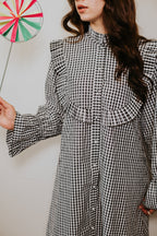 Monochrome Gingham Ruffle Dress [SALE]