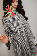 Monochrome Gingham Ruffle Dress [SALE]