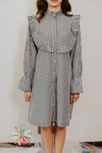 Monochrome Gingham Ruffle Dress [SALE]