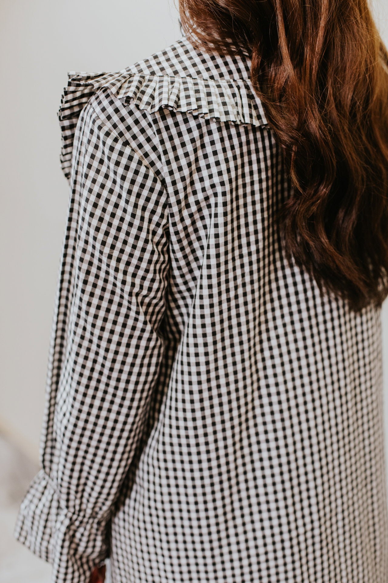 Monochrome Gingham Ruffle Dress