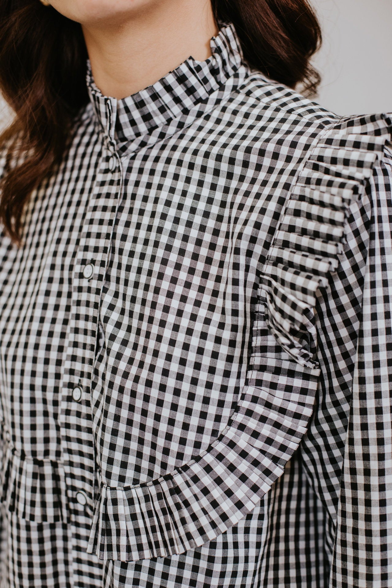 Monochrome Gingham Ruffle Dress