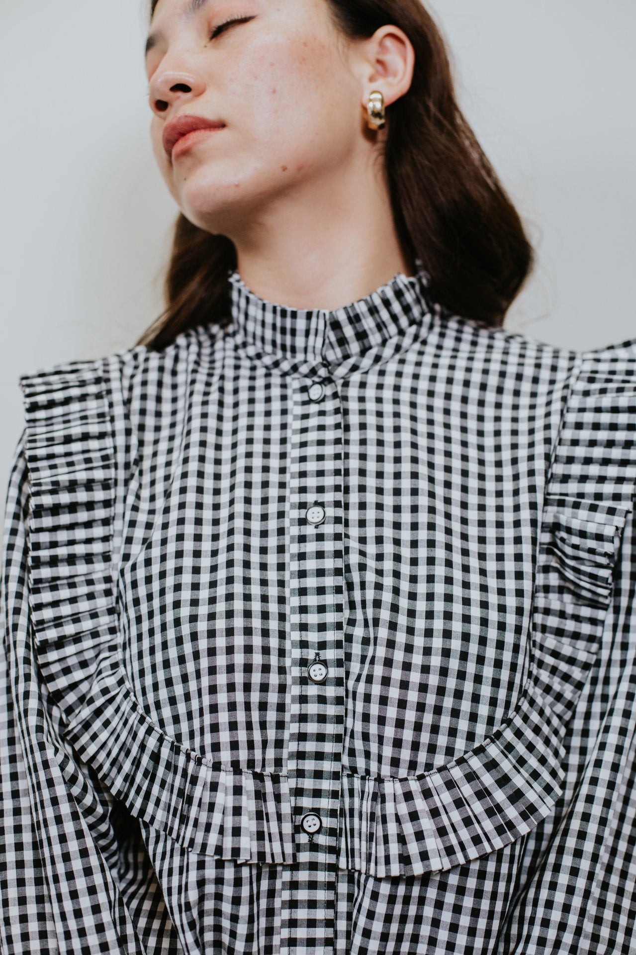Monochrome Gingham Ruffle Dress