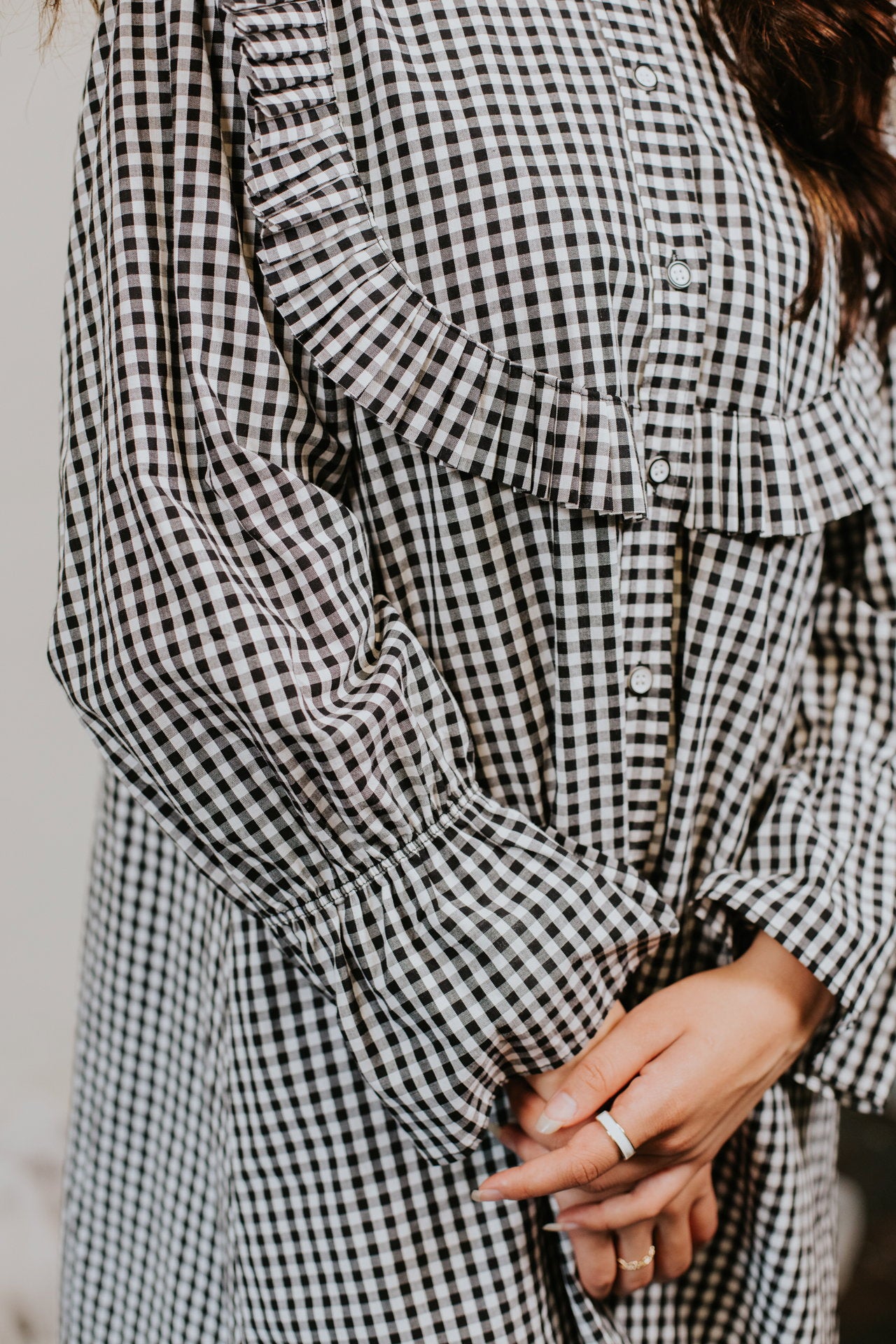Monochrome Gingham Ruffle Dress