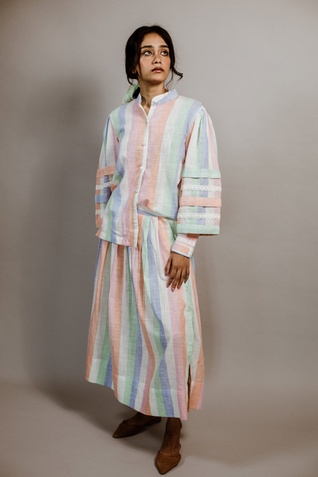 She Wore Pastel Rainbow Cord Set