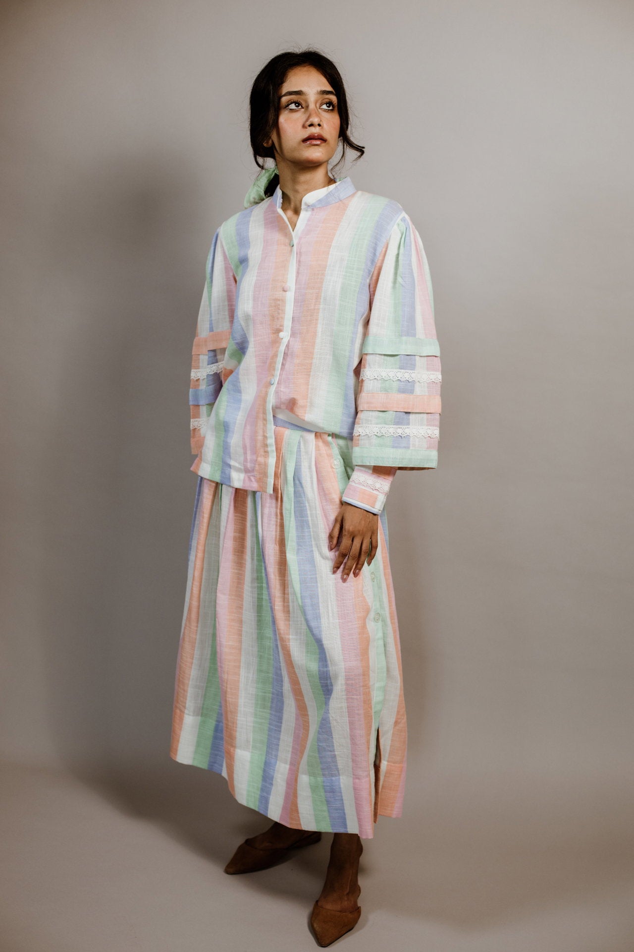 She Wore Pastel Rainbow Cord Set
