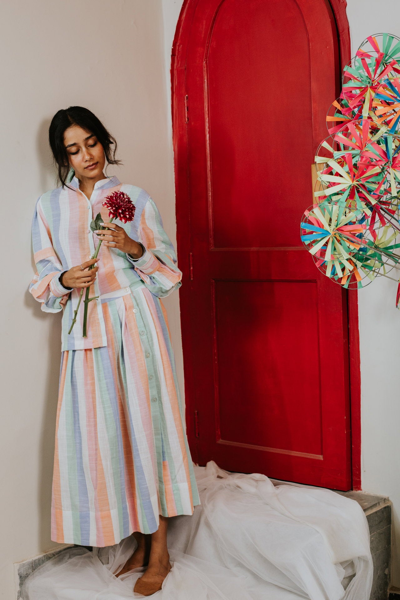 She Wore Pastel Rainbow Cord Set