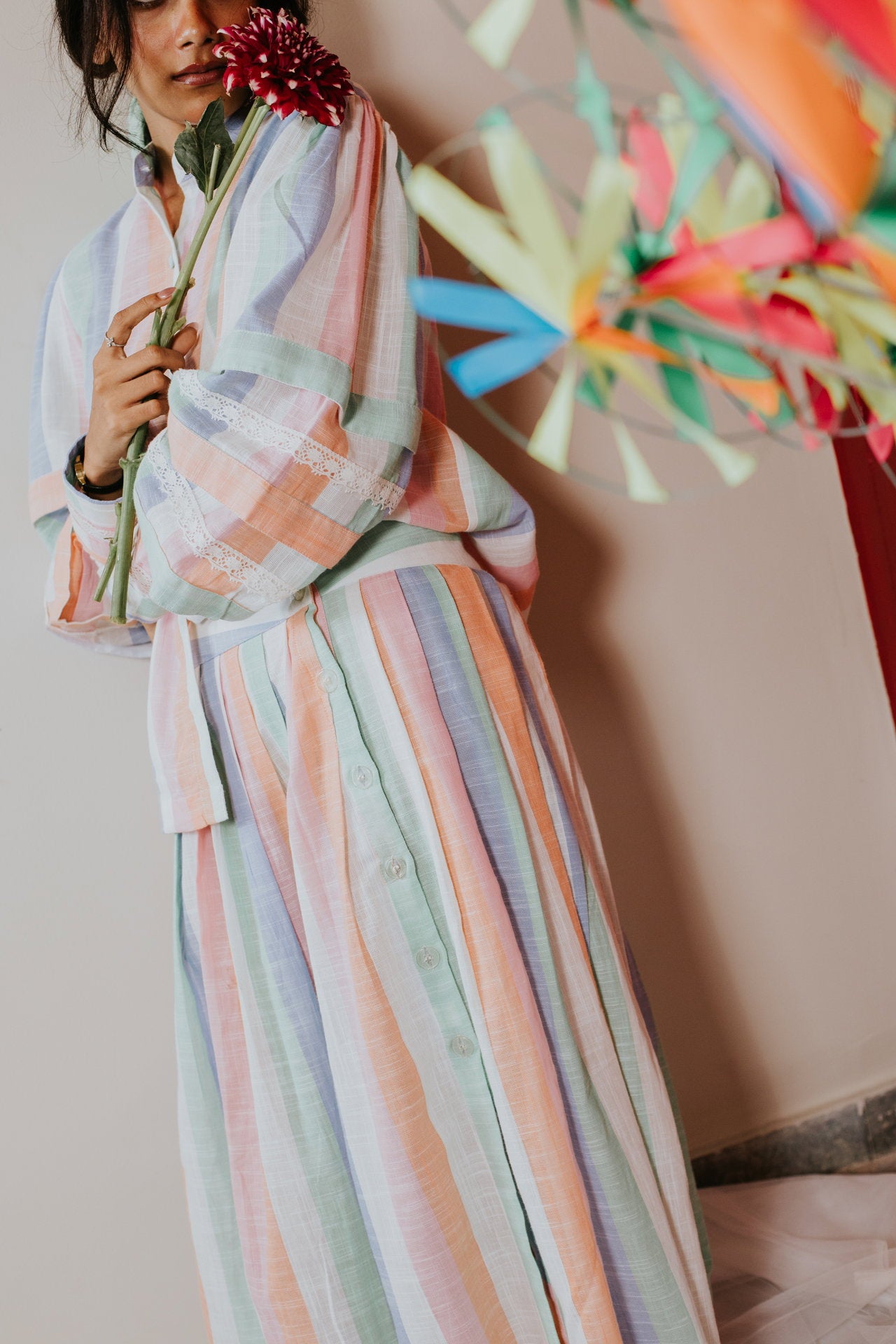She Wore Pastel Rainbow Cord Set