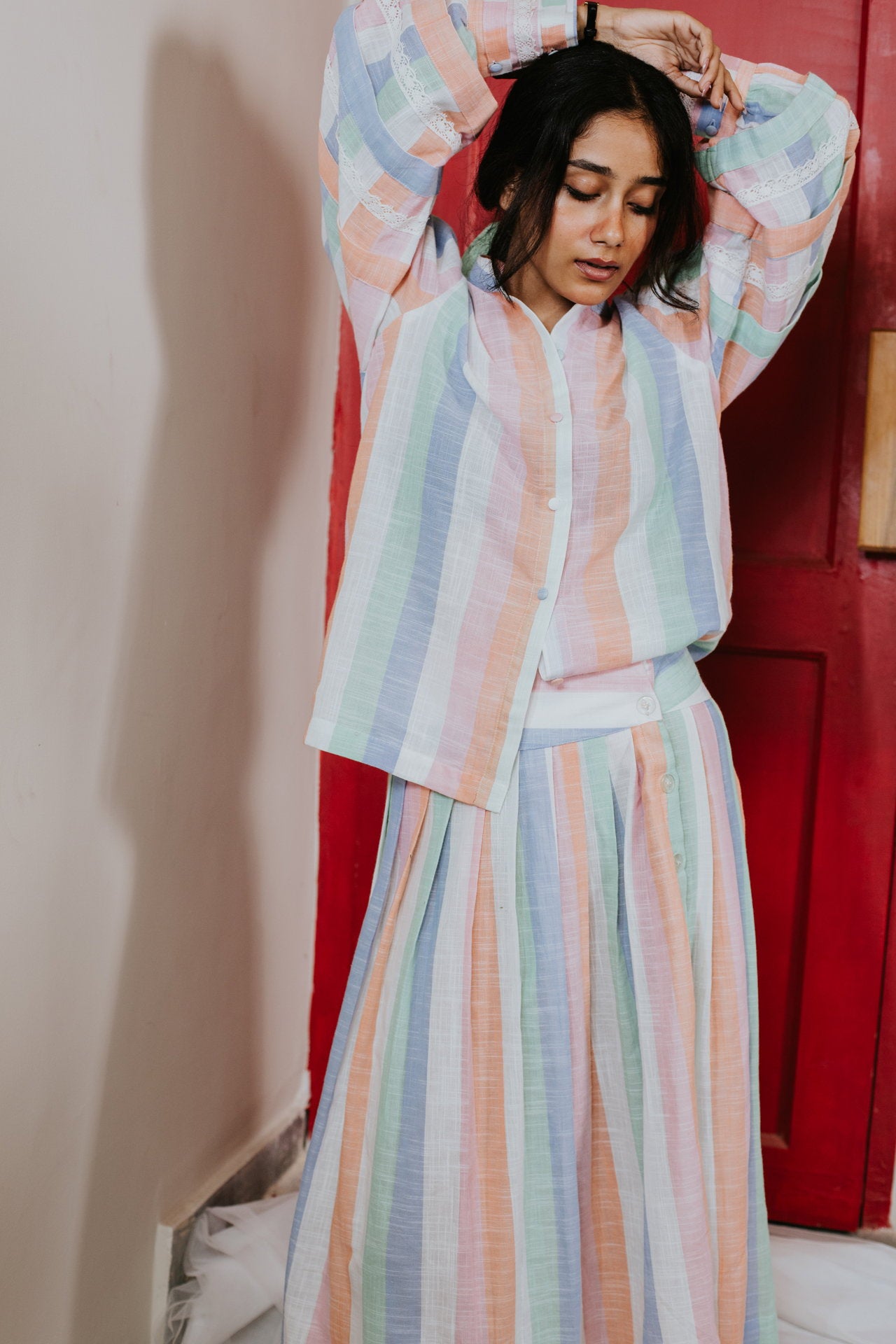 She Wore Pastel Rainbow Cord Set