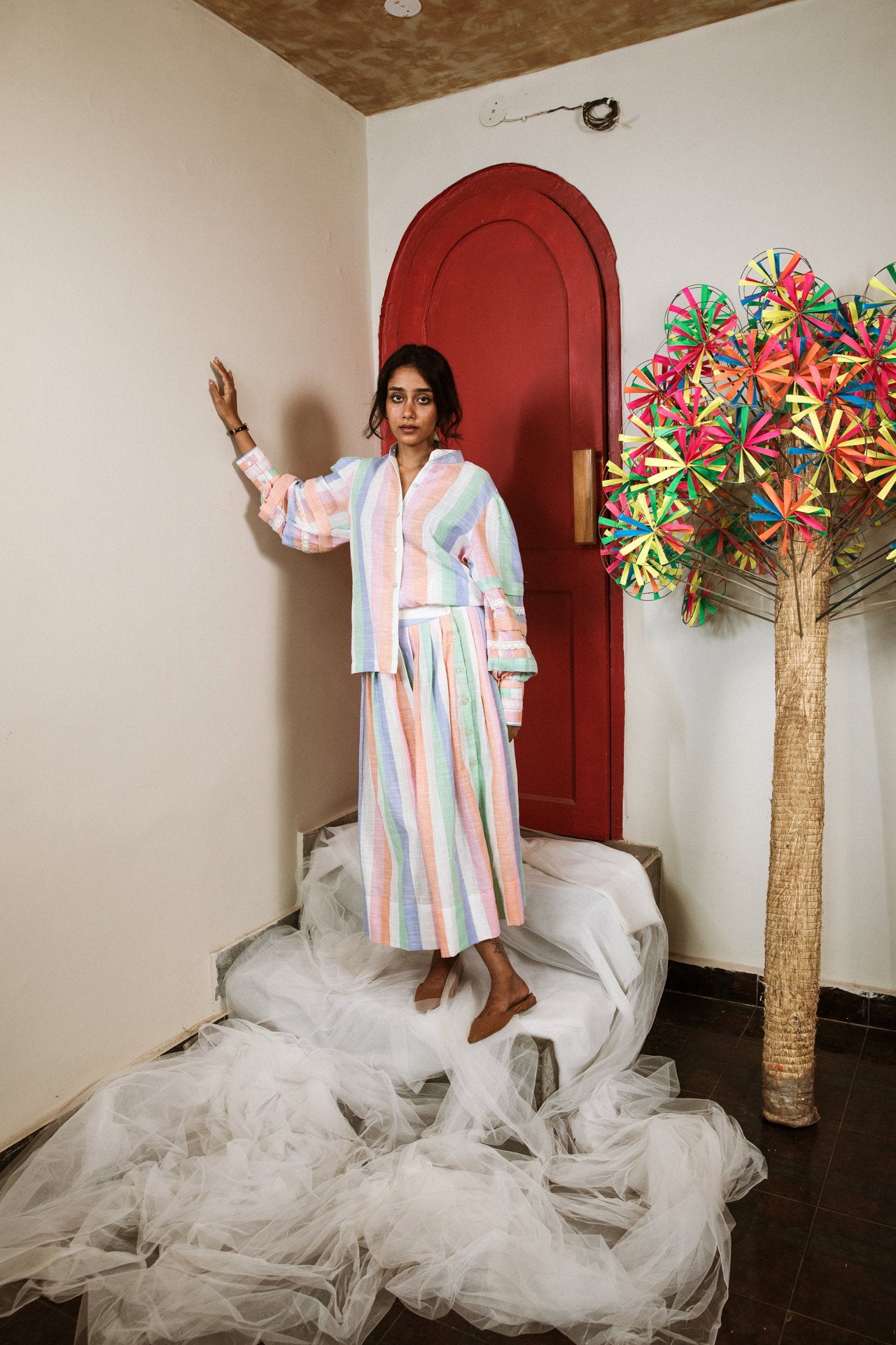She Wore Pastel Rainbow Cord Set