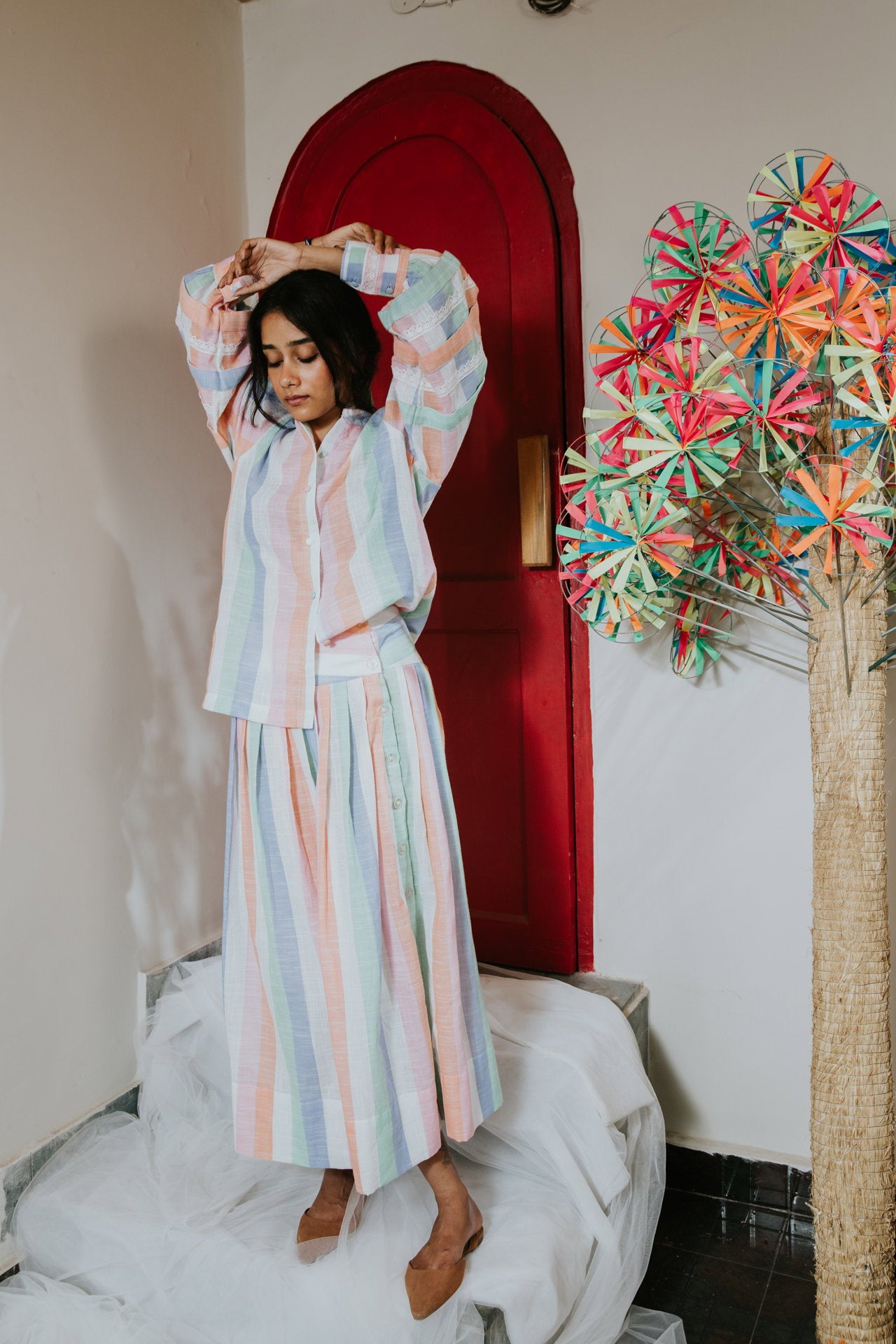 She Wore Pastel Rainbow Cord Set