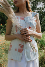 Pintuck & Hibiscus Top