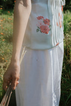 Pintuck & Hibiscus Top