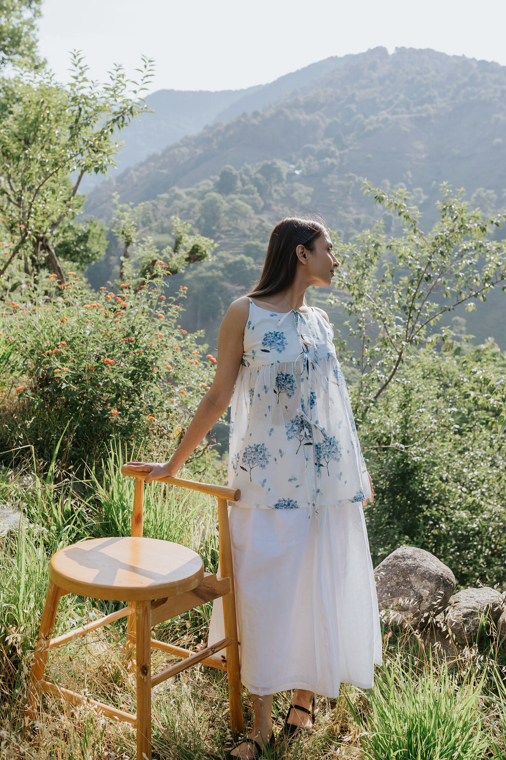Blue Hydrangea Tie-Top