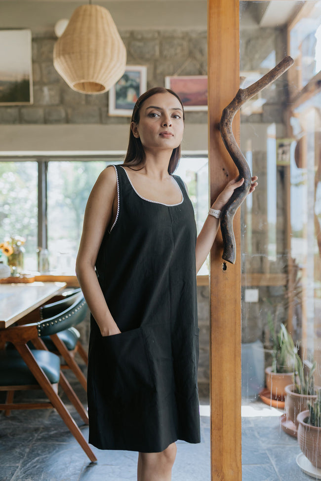 Charcoal Pocket Linen Dress Main Image