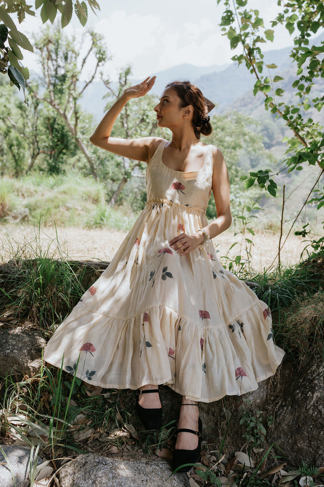 Almond Silk & Rose Dress Hover Image