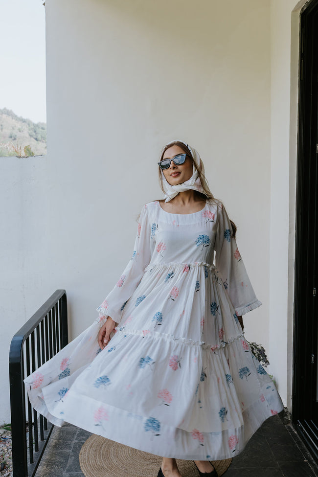 Pink & Blue Hydrangea Garden Dress Hover Image