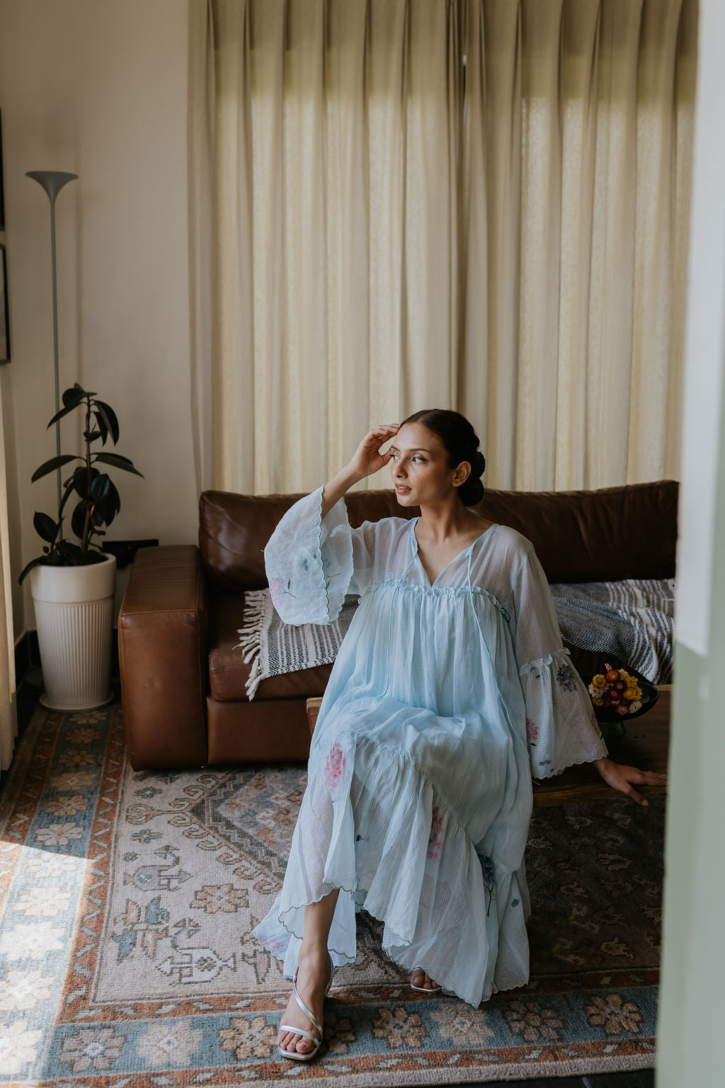 River-Side Hydrangea Scallop Dress