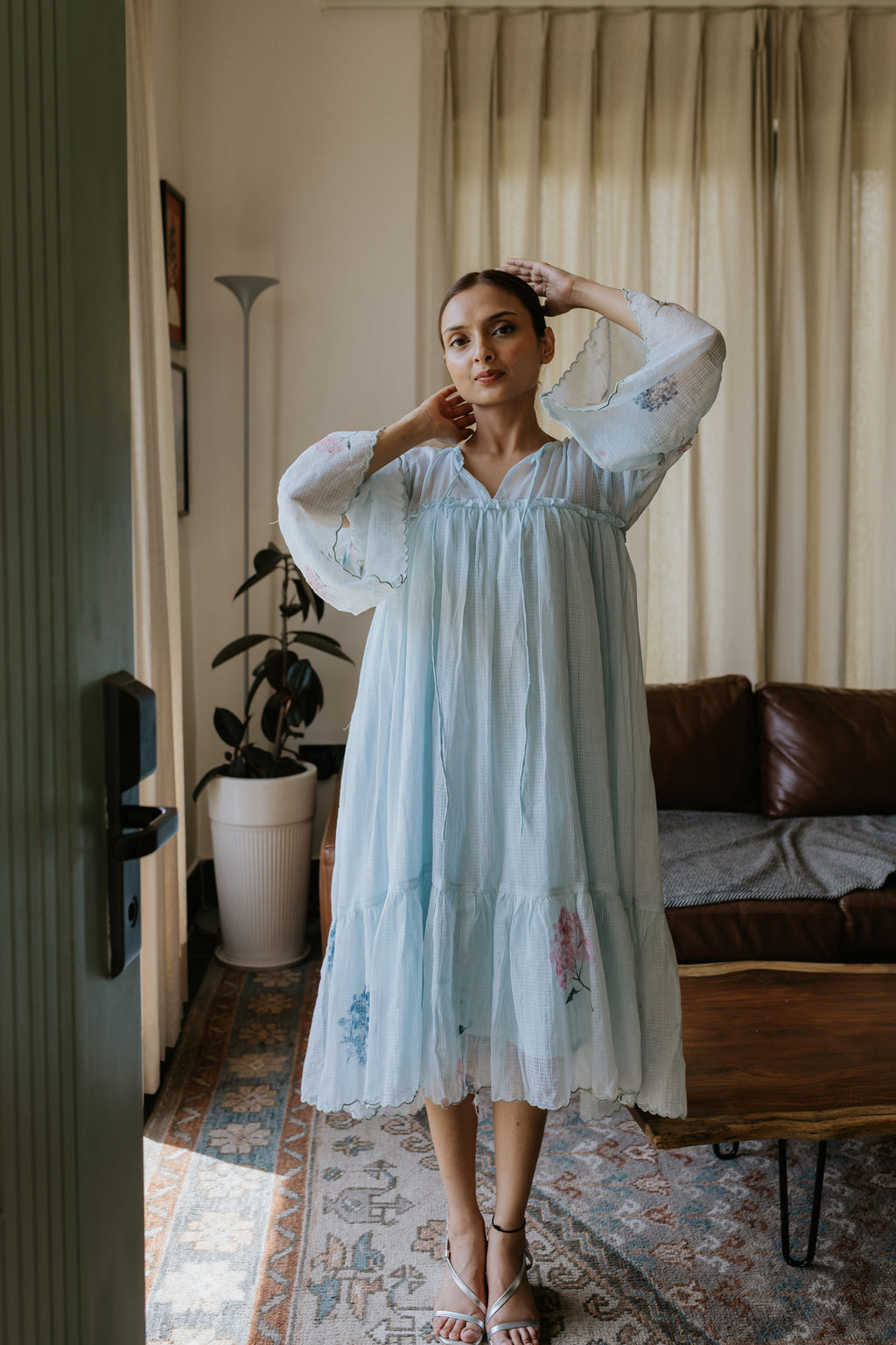River-Side Hydrangea Scallop Dress