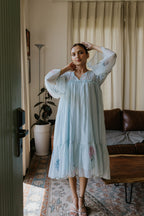 River-Side Hydrangea Scallop Dress