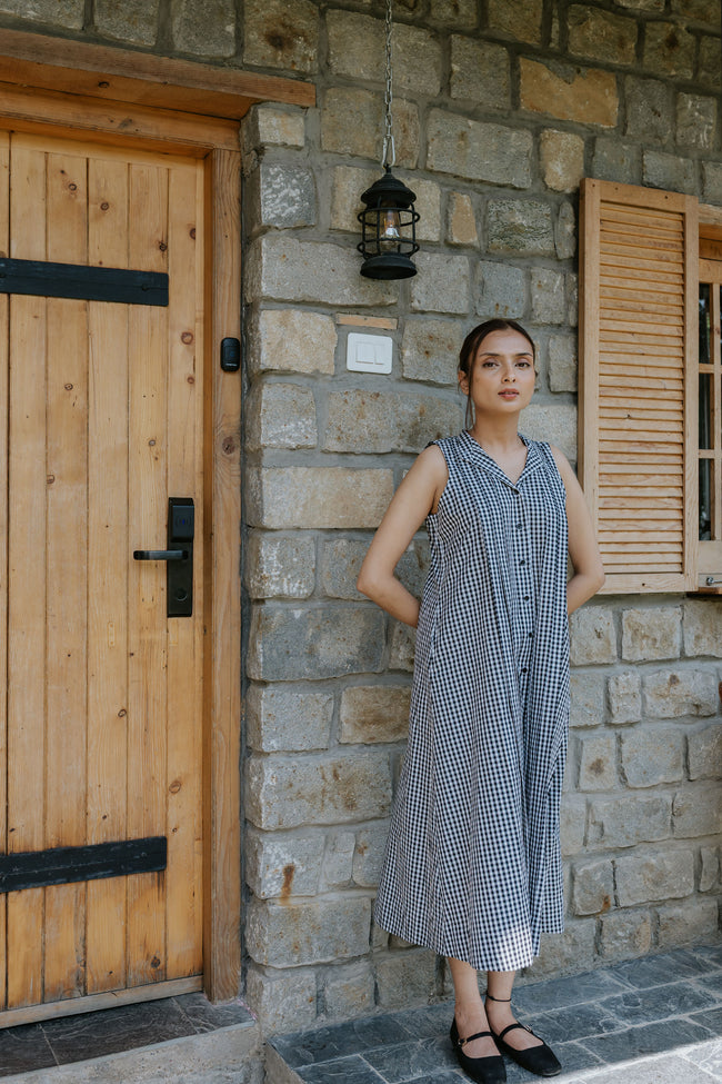 Coal Checks and Pintucks Dress Main Image