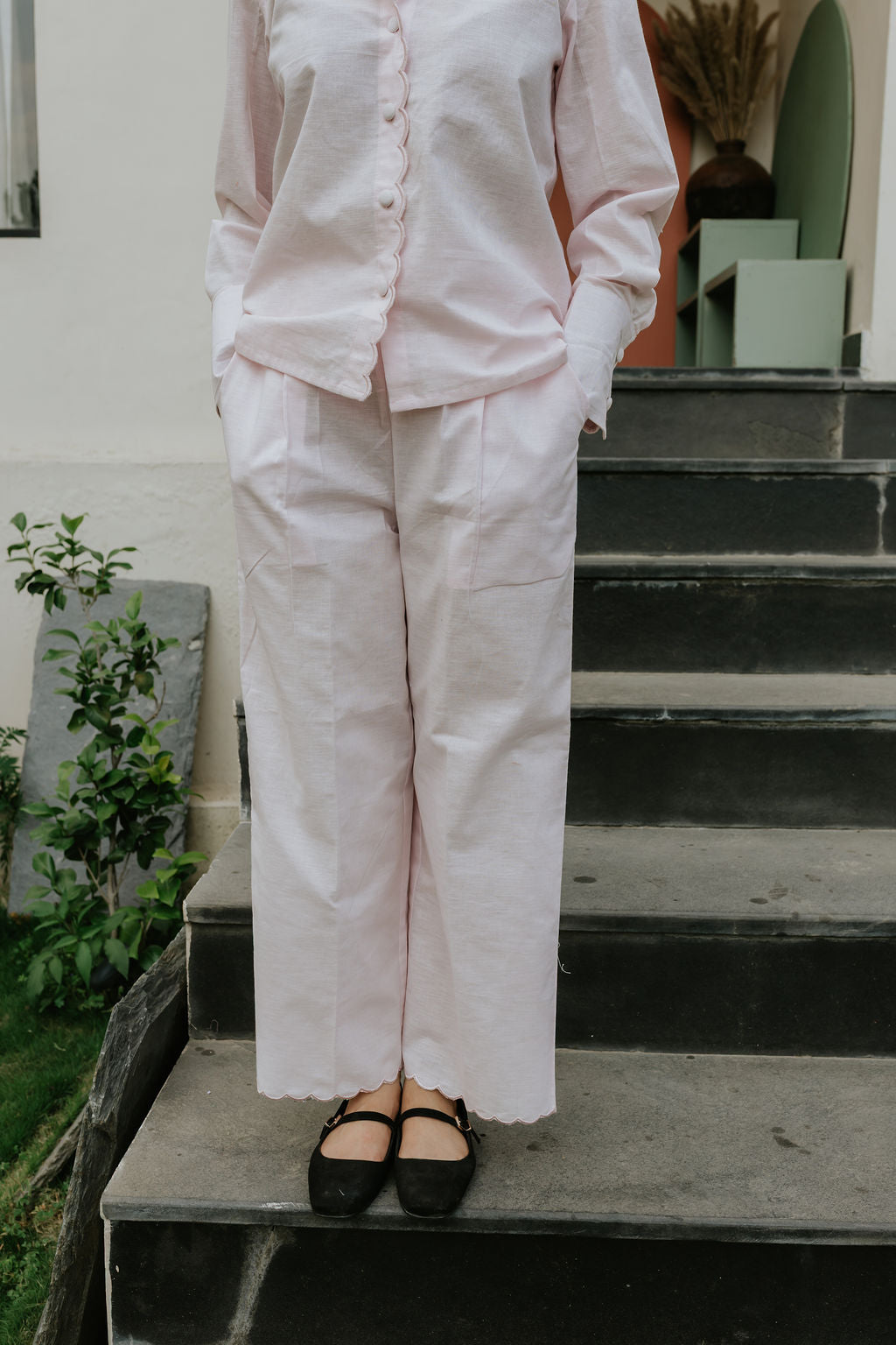 Butter Pink Scallop Cord Set