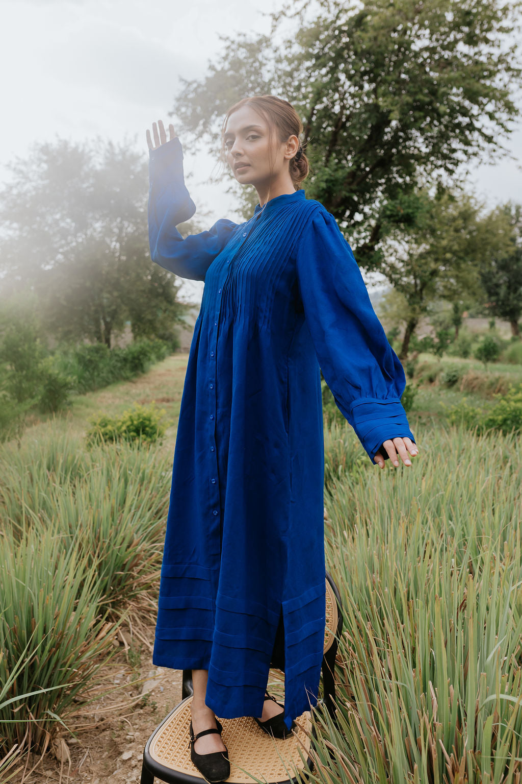 blue hills dress Blue Hills Pleated Dress Farog