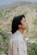Beige Linen Rose Shirt (Men)