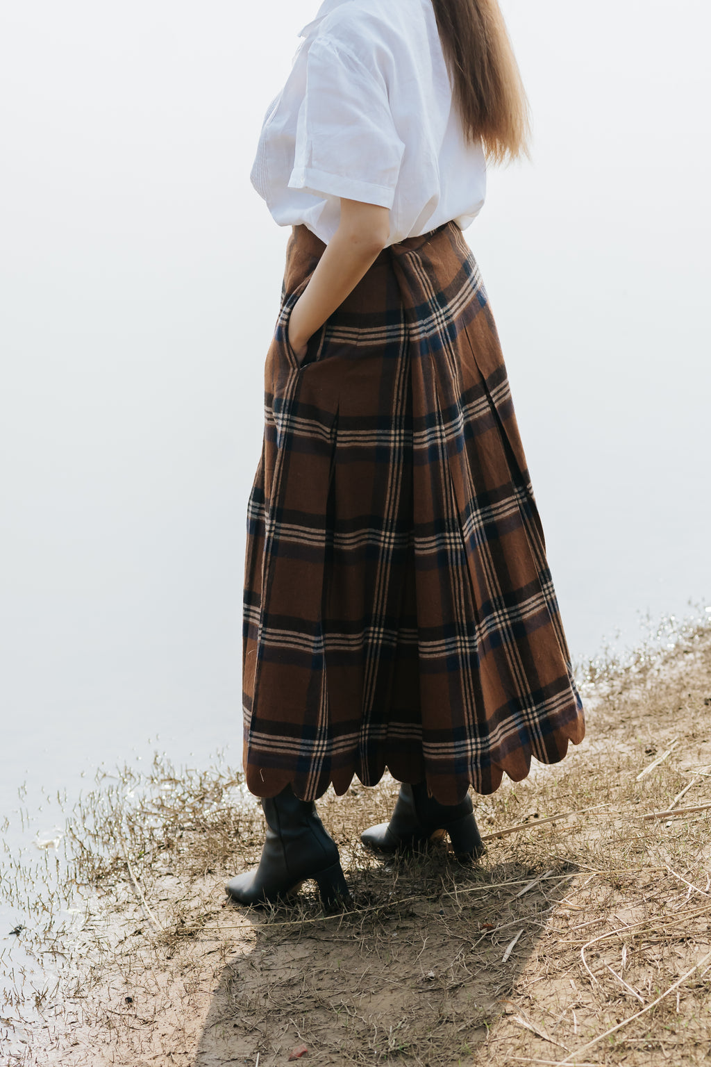 Heritage Plaid Wool Scallop Skirt
