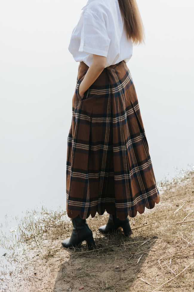 Heritage Plaid Wool Scallop Skirt Hover Image